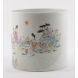 A Chinese porcelain cylindrical brush holder, 20th century