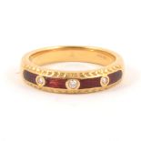 Faberge - a modern red enamel and diamond set ring.