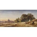 Gabrielle Corelli, Rome towards St Peter's, signed and inscribed Roma, wate