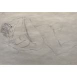 Duncan Grant, Two boys on a bed, monogrammed, chalk drawing, 34cm x 49cm.<b