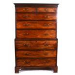 A George III mahogany secretaire chest on chest