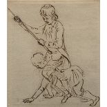 Paul Sandby, Two boys playing, pen and ink, 13cm x 11cm.Footnot