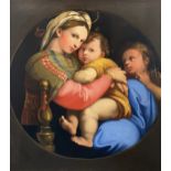 After Raphael, Madonna della Sedia, oil on canvas, in a feigned oval, 84cm