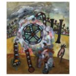 Alan Davie Opus G. 2375 H wheel, 1999, gouache, signed and dated in pencil,