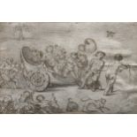 Attributed to Jacques Stella, Cherubs on a hunting expedition, pen and ink