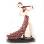 A Goldscheider pottery Art Deco figure of a female dancer, designed by Stefan Dakon