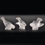 Three Lalique Crystal bird paperweight models