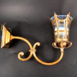 An English Edwardian brass and opalescent glass wall light