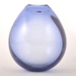 A blue glass 'Drop' vase, designed by Per Lutken for Holmegaard, 1960s.