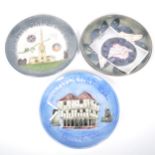 Four Moorcroft Pottery plates, including Thaxted Church, and Thaxted Guildhall.