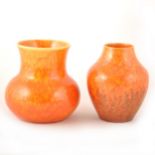 Two Pilkington's Royal Lancastrian vases with mottled orange glaze