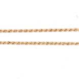 A 9 carat yellow gold rope link chain.