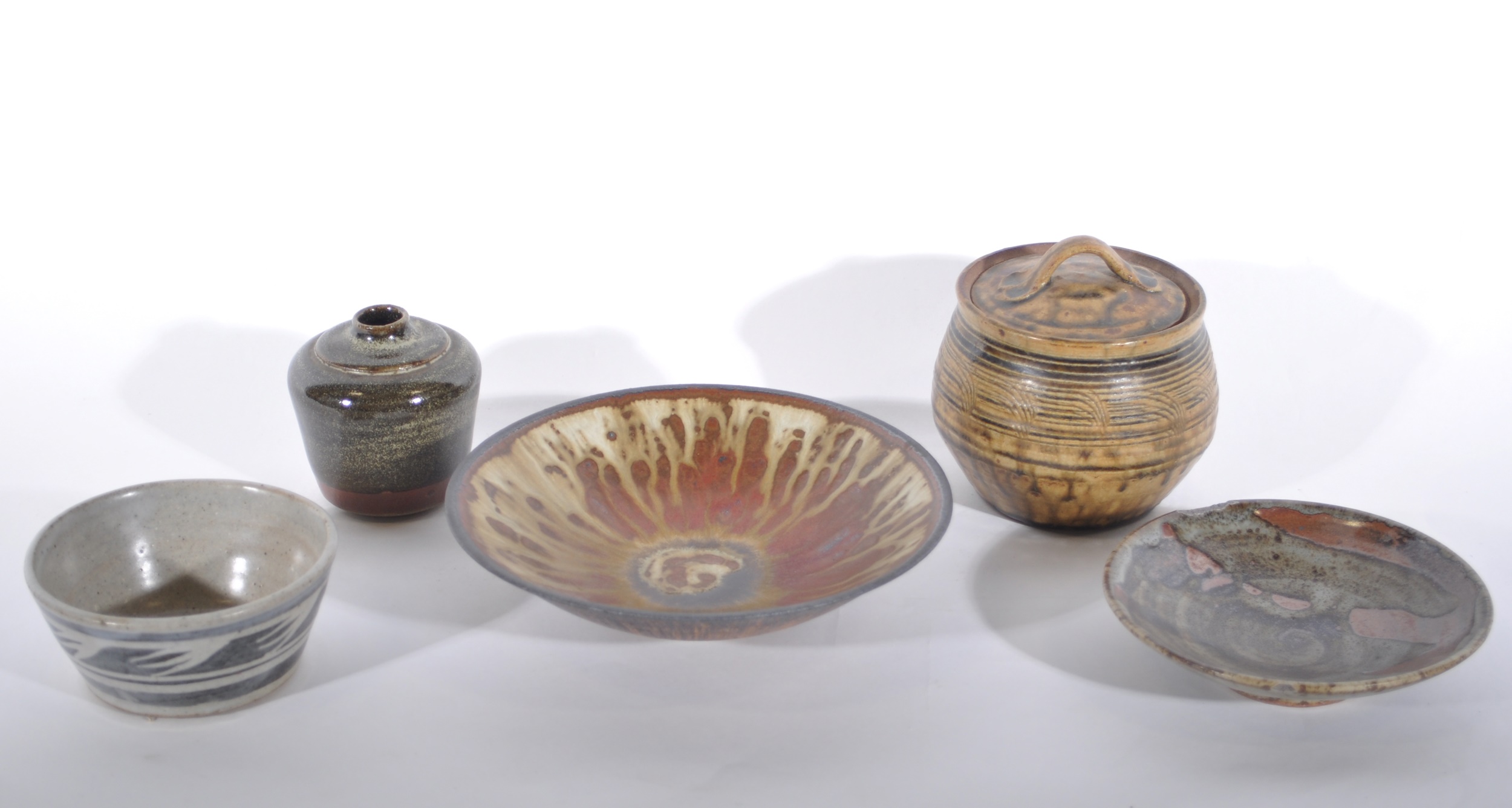 A stoneware bowl by Barbara Cass, another bowl by Ian Box, and other studio pottery