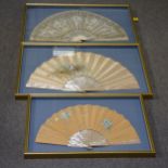 A French painted silk fan, signed Jolivere,