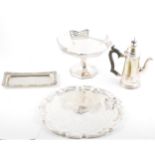 An electroplated comport, and other plated wares