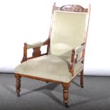 Victorian beech framed armchair,
