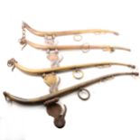 Two pairs of brass double-cased patent horse hames