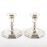 Pair of Edwardian silver dwarf candlesticks