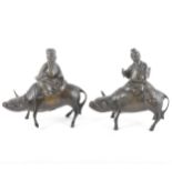 A pair of Asian bronze censers,