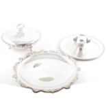 A quantity of silver-plated tableware, entree dishes, serving dishes with pyrex ware, hors d'ouvre