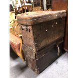Old leather trunk, marked Duke maker, Northampton
