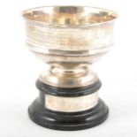 A silver trophy bowl,