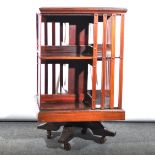 Edwardian inlaid mahogany revolving bookcase,