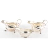 Pair of George II style silver sauceboats