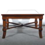 A mahogany coffee table