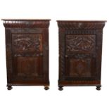 A pair of Victorian oak pier cabinets,