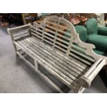 Pair of Lutyens pattern teak garden benches