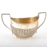 Silver two-handled sugar bowl,