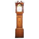 Oak and mahogany longcase clock,