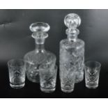 Three crystal decanters;