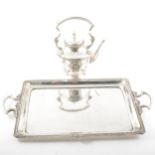 German silver tea tray and kettle, 800 Standard, Posen