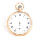 J W Benson - a 9 carat yellow gold open face pocket watch.