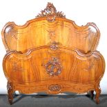French carved walnut bedstead