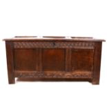A joined oak coffer, late 18th Century