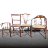 An Edwardian inlaid mahogany hoop-back salon chair,