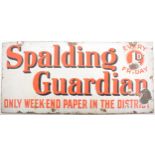 Advertising Spalding Guardian enamel sign, 38cm x 77cm.