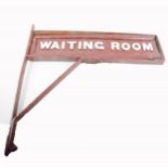 Vintage iron and wood painted sign, Waiting Room