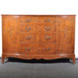 Reproduction yew wood bowfront sideboard,