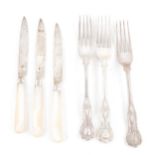 A matched set of nine Kings pattern silver table forks,