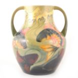 A large Moorcroft Pottery twin-handled vase, 'Carp' designed by Sally Tuffin