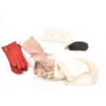 Vintage lace, nightgown, gloves and evening bags.