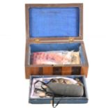 A vintage jewel box with silver and costume jewellery, paste set jewellery,