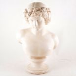 A composition white painted bust of Bacchus, 43cm.