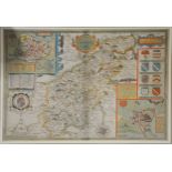 John Speed, Northampton Shire, hand-coloured county map, 39cm x 51cm; anoth