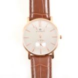 Accurist - a gentleman's modern wrist watch, 35mm silvered dial with rose m