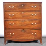 A mahogany chest of drawers, fitted with four long graduating drawers, the